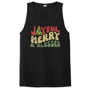 Joyful Merry And Blessed Retro Christmas Tree Lights Funny Gift PosiCharge Competitor Tank