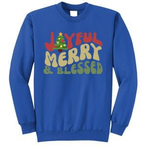 Joyful Merry And Blessed Retro Christmas Tree Lights Funny Gift Sweatshirt