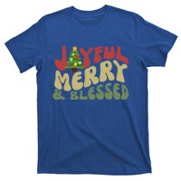 Joyful Merry And Blessed Retro Christmas Tree Lights Funny Gift T-Shirt