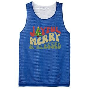 Joyful Merry And Blessed Retro Christmas Tree Lights Funny Gift Mesh Reversible Basketball Jersey Tank