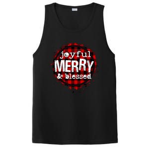 Joyful Merry And Blessed Christmas Xmas Vibes Buffalo Plaid Gift PosiCharge Competitor Tank