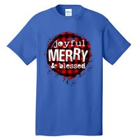 Joyful Merry And Blessed Christmas Xmas Vibes Buffalo Plaid Gift Tall T-Shirt