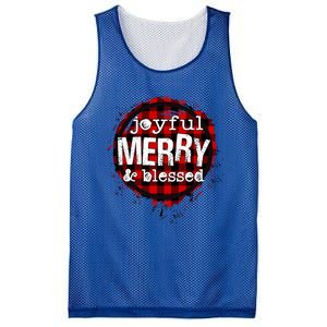 Joyful Merry And Blessed Christmas Xmas Vibes Buffalo Plaid Gift Mesh Reversible Basketball Jersey Tank