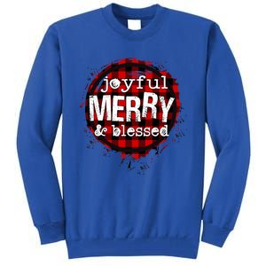 Joyful Merry And Blessed Christmas Xmas Vibes Buffalo Plaid Gift Tall Sweatshirt