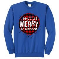 Joyful Merry And Blessed Christmas Xmas Vibes Buffalo Plaid Gift Tall Sweatshirt