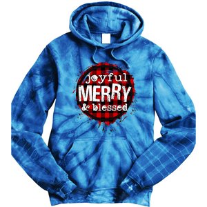 Joyful Merry And Blessed Christmas Xmas Vibes Buffalo Plaid Gift Tie Dye Hoodie