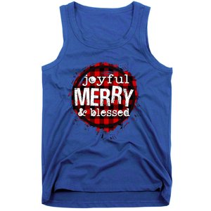 Joyful Merry And Blessed Christmas Xmas Vibes Buffalo Plaid Gift Tank Top