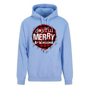 Joyful Merry And Blessed Christmas Xmas Vibes Buffalo Plaid Gift Unisex Surf Hoodie