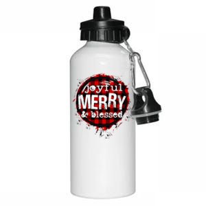 Joyful Merry And Blessed Christmas Xmas Vibes Buffalo Plaid Gift Aluminum Water Bottle