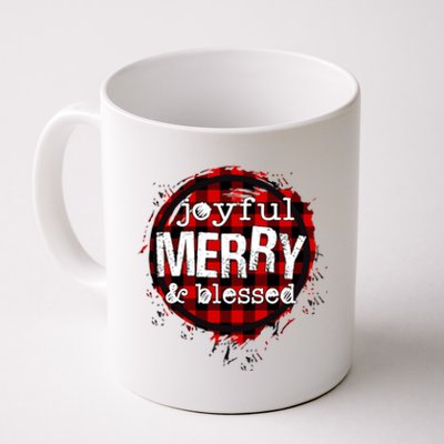 Joyful Merry And Blessed Christmas Xmas Vibes Buffalo Plaid Gift Coffee Mug