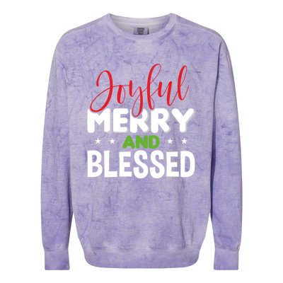 Joyful Merry And Blessed Gift Xgiftmas Holiday Design Cute Gift Colorblast Crewneck Sweatshirt