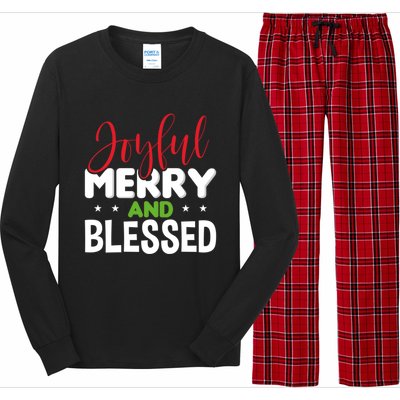 Joyful Merry And Blessed Gift Xgiftmas Holiday Design Cute Gift Long Sleeve Pajama Set