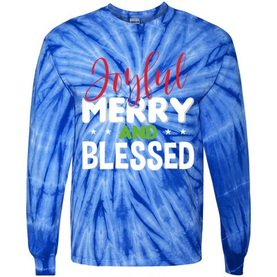 Joyful Merry And Blessed Gift Xgiftmas Holiday Design Cute Gift Tie-Dye Long Sleeve Shirt