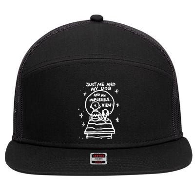 Just Me And My Dog And An Impossible View 7 Panel Mesh Trucker Snapback Hat