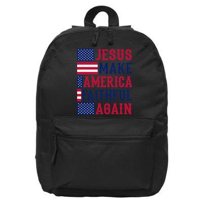 Jesus Make America Faithful Again - Patriotic American Flag 16 in Basic Backpack