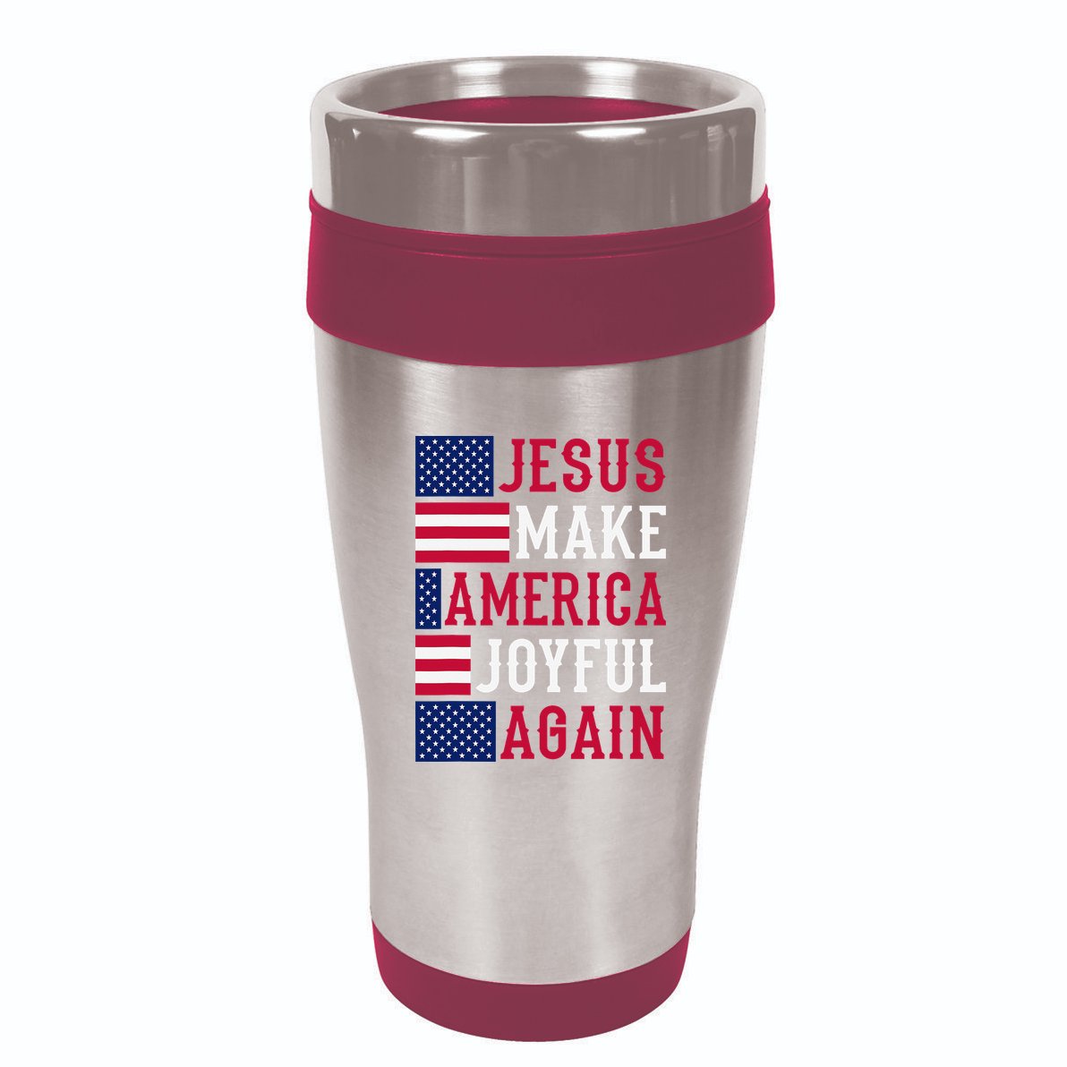 Jesus Make America Joyful Again - American Flag - Christian 7 Panel Mesh Trucker Snapback Hat