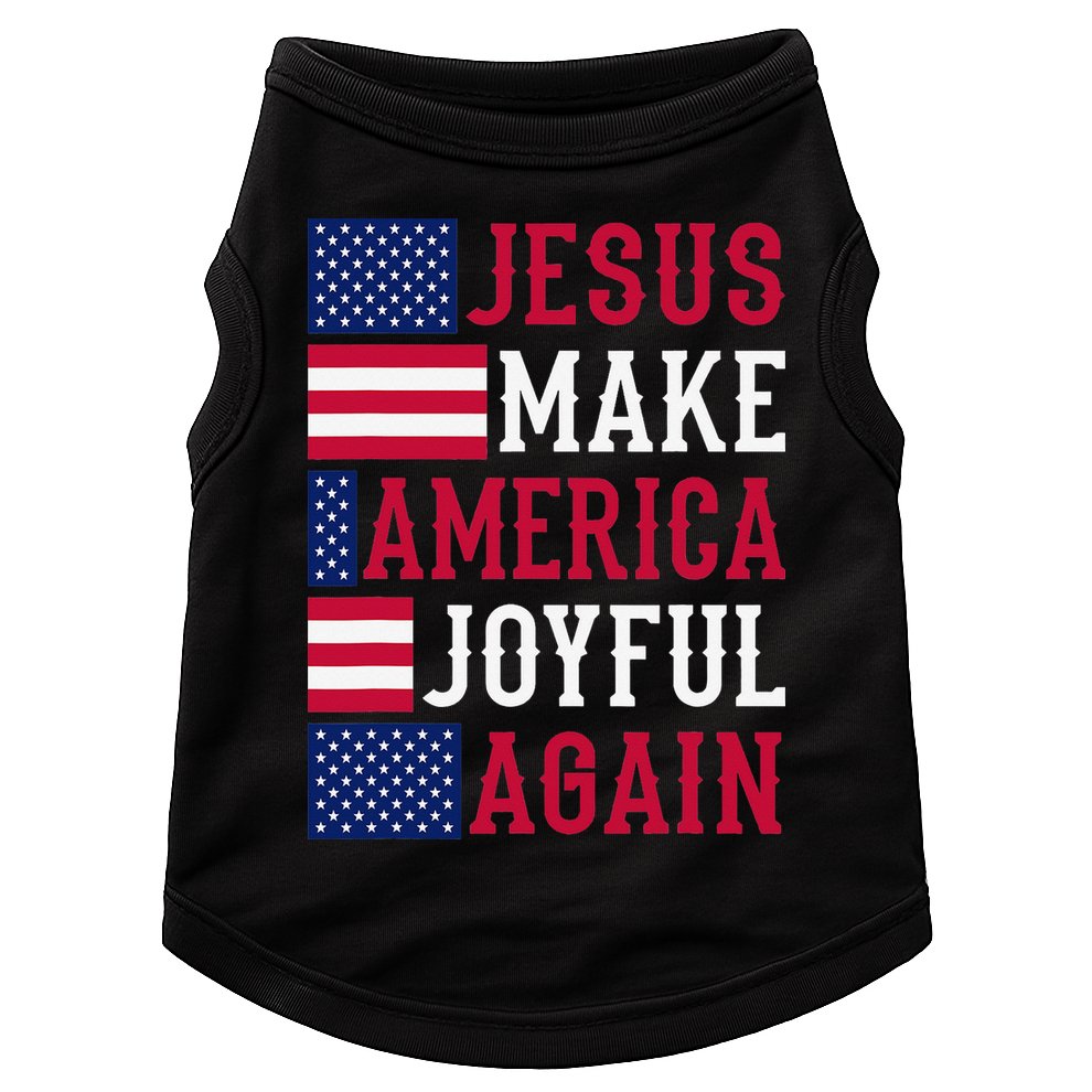 Jesus Make America Joyful Again - American Flag - Christian Doggie Tank
