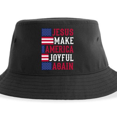 Jesus Make America Joyful Again - American Flag - Christian Sustainable Bucket Hat