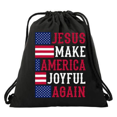 Jesus Make America Joyful Again - American Flag - Christian Drawstring Bag
