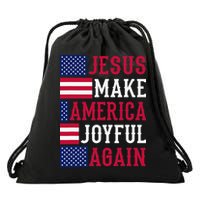 Jesus Make America Joyful Again - American Flag - Christian Drawstring Bag