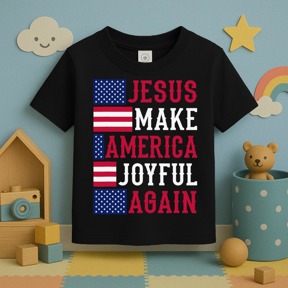 Jesus Make America Joyful Again - American Flag - Christian Toddler T-Shirt