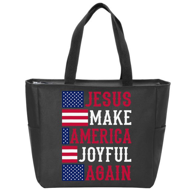 Jesus Make America Joyful Again - American Flag - Christian Zip Tote Bag