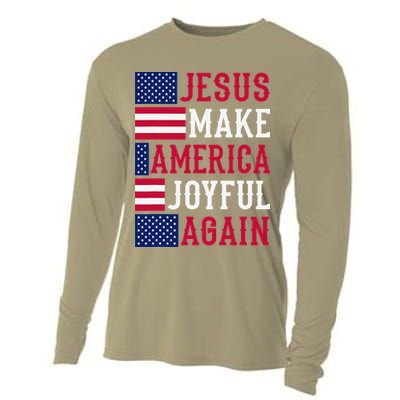 Jesus Make America Joyful Again - American Flag - Christian Cooling Performance Long Sleeve Crew