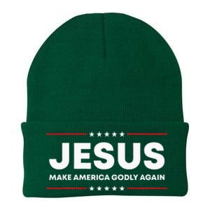 Jesus Make America Godly Again Patriotic Christian Faith USA Knit Cap Winter Beanie