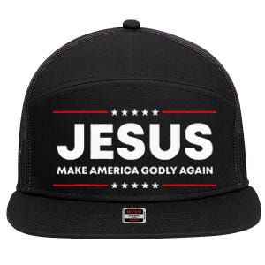 Jesus Make America Godly Again Patriotic Christian Faith USA 7 Panel Mesh Trucker Snapback Hat