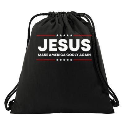 Jesus Make America Godly Again Patriotic Christian Faith USA Drawstring Bag