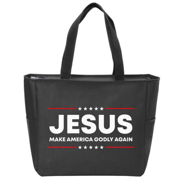 Jesus Make America Godly Again Patriotic Christian Faith USA Zip Tote Bag