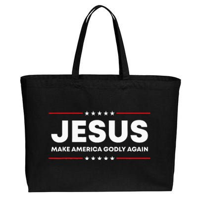 Jesus Make America Godly Again Patriotic Christian Faith USA Cotton Canvas Jumbo Tote