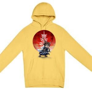 Japanese Martial Art Warrior Kendo Cat Premium Pullover Hoodie