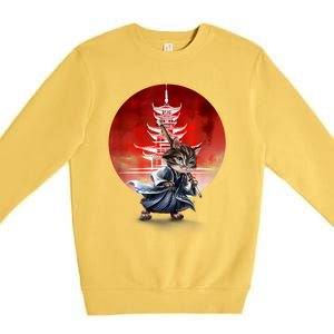 Japanese Martial Art Warrior Kendo Cat Premium Crewneck Sweatshirt