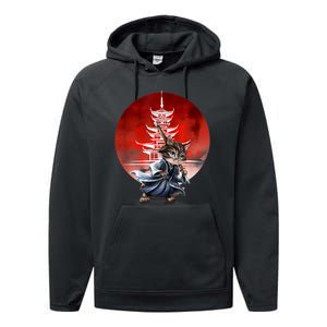 Japanese Martial Art Warrior Kendo Cat Performance Fleece Hoodie