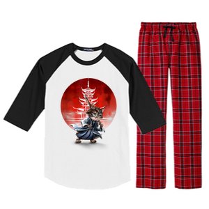 Japanese Martial Art Warrior Kendo Cat Raglan Sleeve Pajama Set