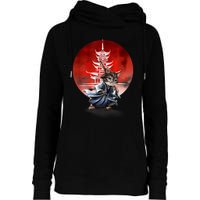 Japanese Martial Art Warrior Kendo Cat Womens Funnel Neck Pullover Hood