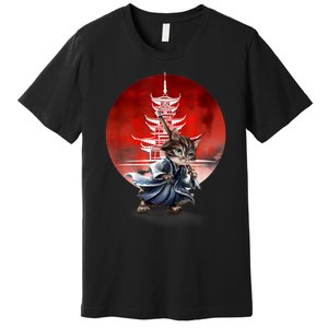 Japanese Martial Art Warrior Kendo Cat Premium T-Shirt