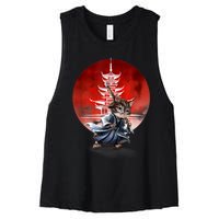 Japanese Martial Art Warrior Kendo Cat Women's Racerback Cropped Tank