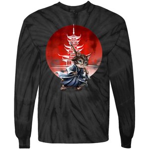 Japanese Martial Art Warrior Kendo Cat Tie-Dye Long Sleeve Shirt