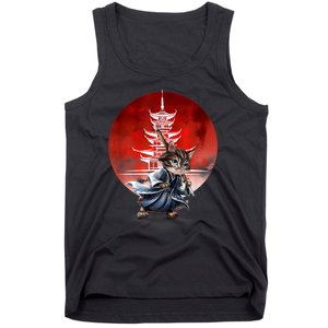 Japanese Martial Art Warrior Kendo Cat Tank Top