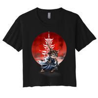 Japanese Martial Art Warrior Kendo Cat Women's Crop Top Tee