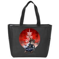 Japanese Martial Art Warrior Kendo Cat Zip Tote Bag