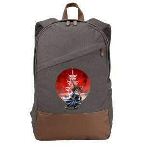 Japanese Martial Art Warrior Kendo Cat Cotton Canvas Backpack