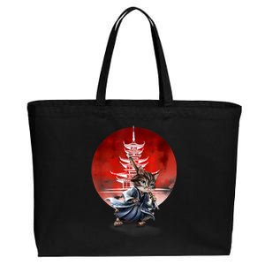 Japanese Martial Art Warrior Kendo Cat Cotton Canvas Jumbo Tote