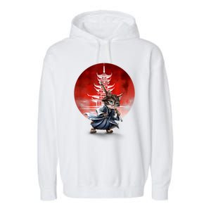 Japanese Martial Art Warrior Kendo Cat Garment-Dyed Fleece Hoodie