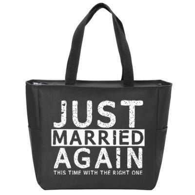 Just Married Again 2nd Time Of Wedding Funny Partner Couples Zip Tote Bag