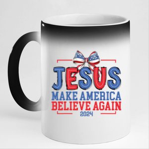 Jesus Make America Believe Again 2024 Vote Funny Patriotic 11oz Black Color Changing Mug