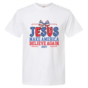 Jesus Make America Believe Again 2024 Vote Funny Patriotic Garment-Dyed Heavyweight T-Shirt