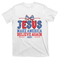 Jesus Make America Believe Again 2024 Vote Funny Patriotic T-Shirt